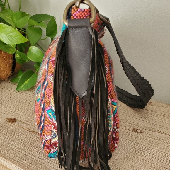 **SUMMER SPECIAL** HLV Cranberry black leather Boho bag - Picture 2 of 9